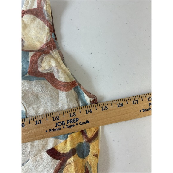 VRG GRL Floral Linen Maxi Dress SZ 8 Open Back Beach Vacation tropical - Picture 7 of 9